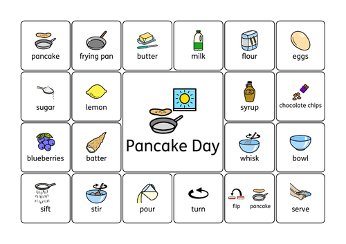 Pancake Day Keyword Wordmat (Widgit Symbols)