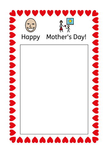 Mother's Day Card and Writing Frame Template (Widgit Symbols)