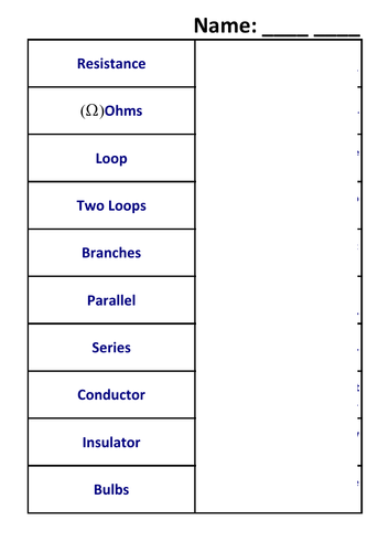 KS3 electricity 2 tarsia