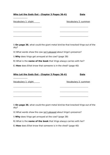 Chapter 5 part 1 Who Let The Gods Out Guided Reading