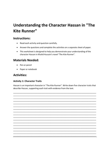Understanding the Character Hassan in "The Kite Runner"