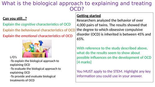 What is the biological approach to explaining and treating OCD?