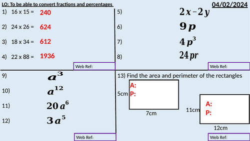 Fractions to Percentages Year 7 Foundation