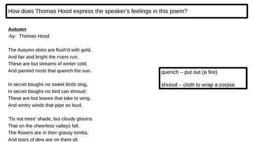 Unseen Poetry Thomas Hood "Autumn" Cover Hw Revision Guided Reading