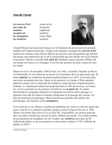 Claude Monet Biographie en Français: French Biography on Famous Artist