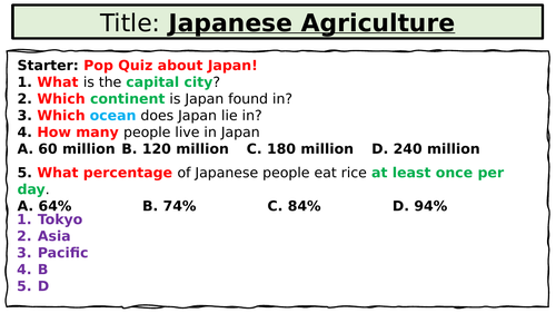 Japanese Agriculture & Geography