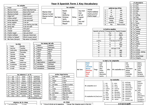 KS3 Spanish Mira 1 Module 1 Knowledge Organiser