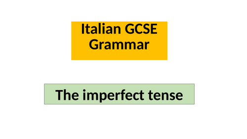 Italian - The imperfect tense