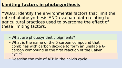 A level biology limiting factors in photosynthesis lesson