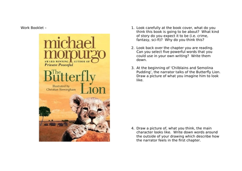 Michael Morpurgo The Butterfly Lion Planning Questions Information