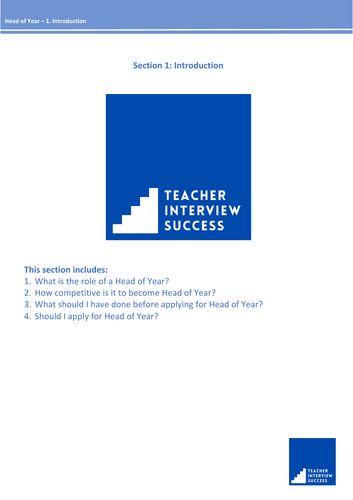 Introduction to applying for Head of Year