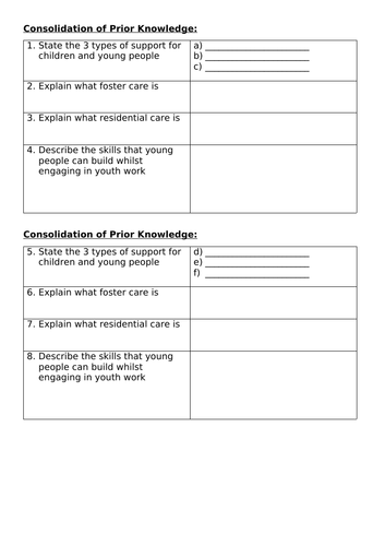 Services for Specific Needs - BTEC Health and Social Component 2