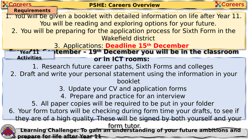 PSHE Next Steps and Careers KS4 11 lessons