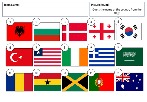 Flags Picture Quiz - answers in description