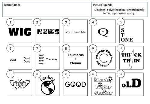 Dingbats Picture Quiz
