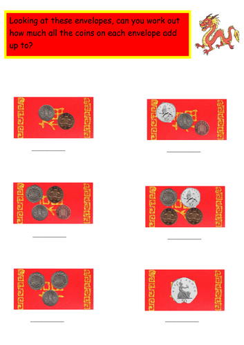 Red Envelope - Identifying Money Worksheet