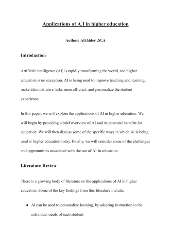 Applications of AI in higher education