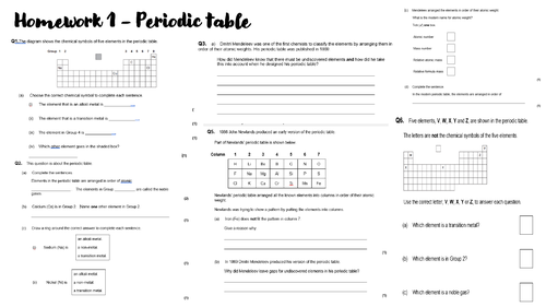 GCSE Exam Question sheets homework revision AQA Chemistry separate and  trilogy science