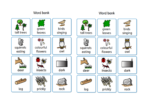 Using adjectives to describe a forest- We are going on a bear hunt.