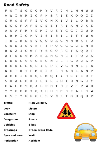 Road Safety Word Search