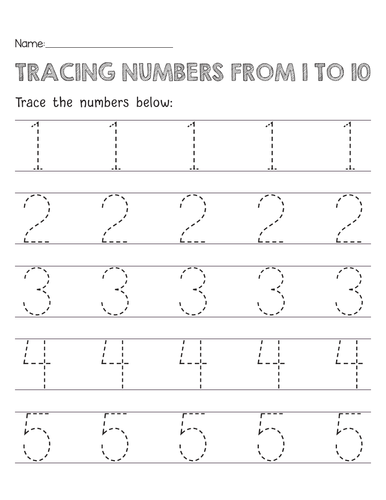 Tracing Numbers 1-10 worksheets