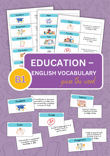EDUCATION – ENGLISH VOCABULARY. Guess the word game.