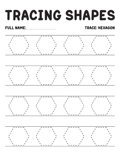 Tracing HEXAGONS worksheet