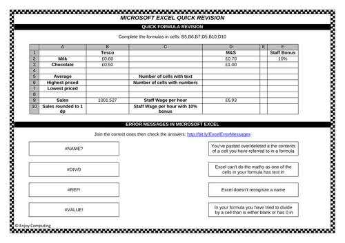 Microsoft Excel Quick Revision