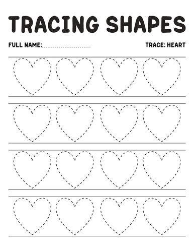 Tracing HEARTS worksheet