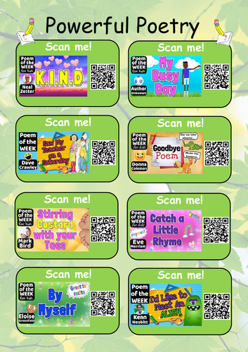 Poetry QR Codes for Reading Area