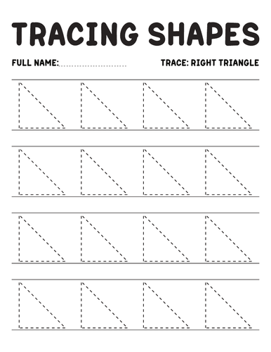 Tracing RIGHT TRIANGLES worksheet