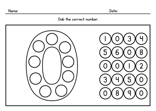 Primary Numbers Dabbing Worksheets - Fine Motor Skills - Dab & Match Activities