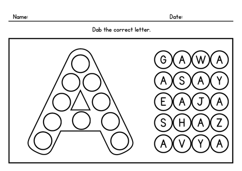 Alphabet Dabbing Worksheets - Fine Motor Skills - Dab & Match Letter Activities