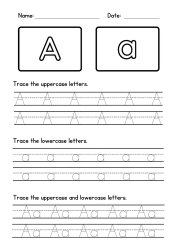 Alphabet Tracing Worksheets - Uppercase & Lowercase Letters - Handwriting