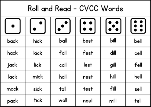 Roll and Read CVCC Words - Reading Activities - Fluency Practice