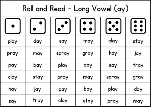 Roll and Read Long Vowels - Vowel Teams - Phonics - Reading Activities