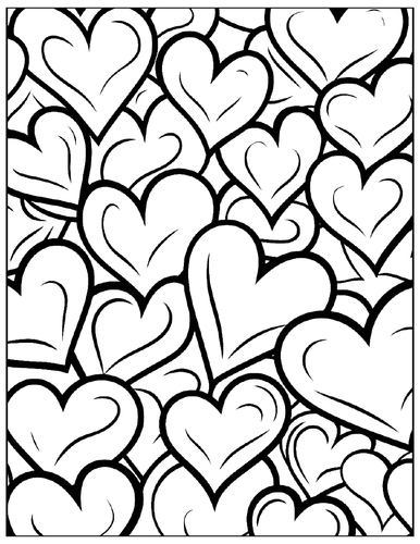 Doodle Hearts Coloring Pages - Valentine's Day Coloring Sheets