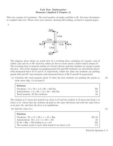 Edexcel Applied 2 Chapter 4 Unit Test - Moments