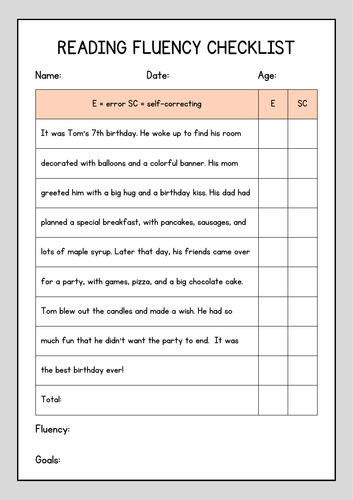 Reading Fluency Assessment