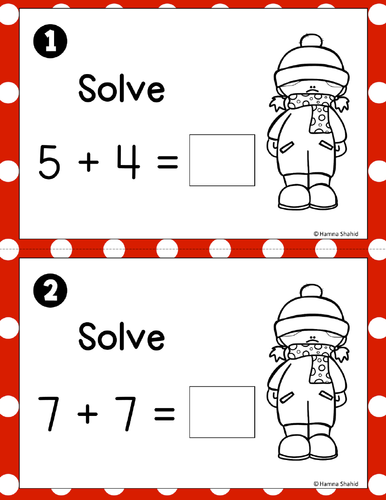 Math Task Cards - Addition within 20 - Winter Activities
