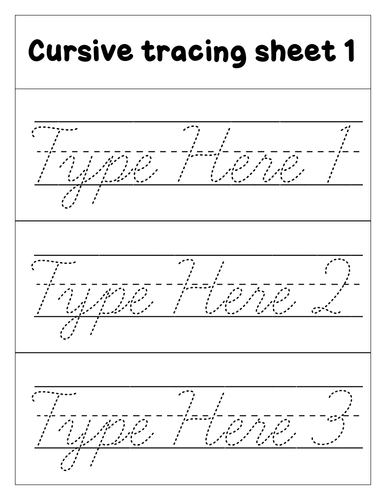 Editable tracing cursive sentences worksheets