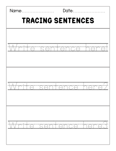 Editable tracing sentences worksheets | Teaching Resources