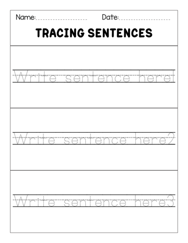 Editable tracing sentences worksheets