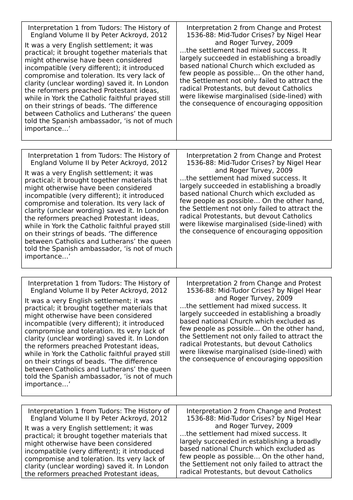 Tudors 12 - Religious Settlement