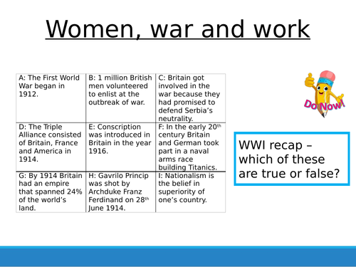 Suffragettes 6 - Women, war and work