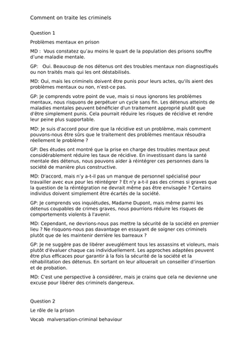 AQA-Practice Paper 1-A Level French-Comment on traite les criminels