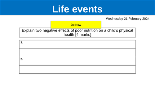 BTEC TECH AWARD 2022 COMP 3 A1 Life events