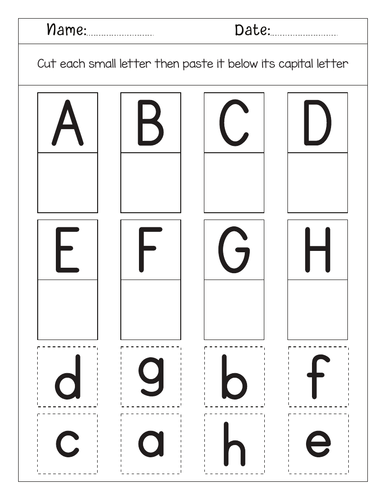 Matching uppercase and lowercase Letters By Cutting And Pasting