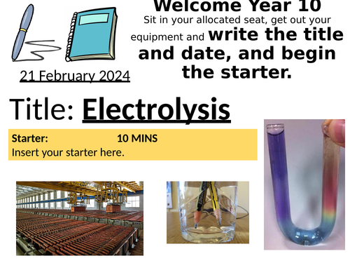 Introduction to electrolysis (years 9/ 10)