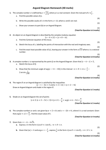 Edexcel Core 1 Chapter 2 Assessment - Argand Diagrams